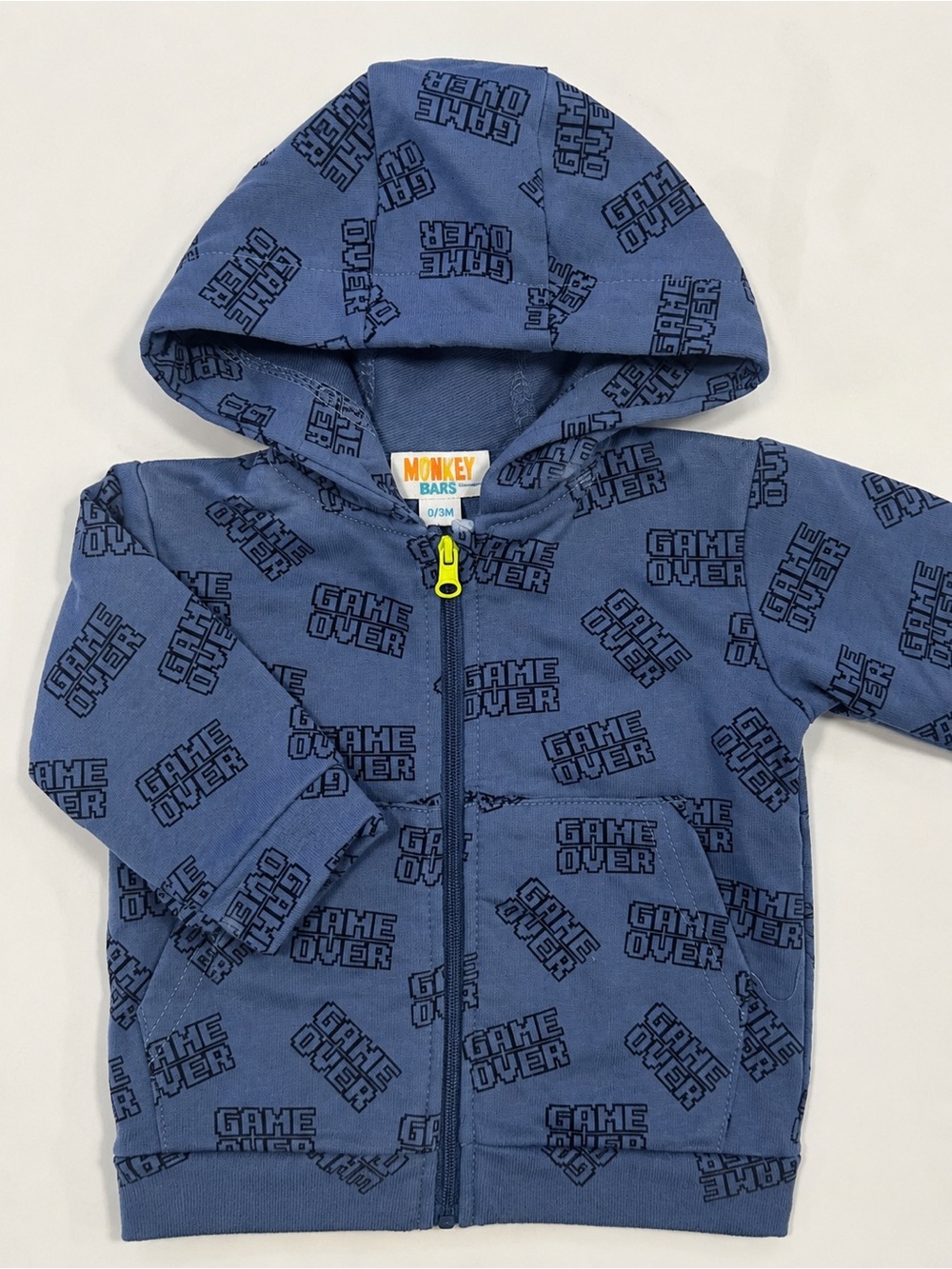 Blue "Game Over" Zip Hoodie for Kids